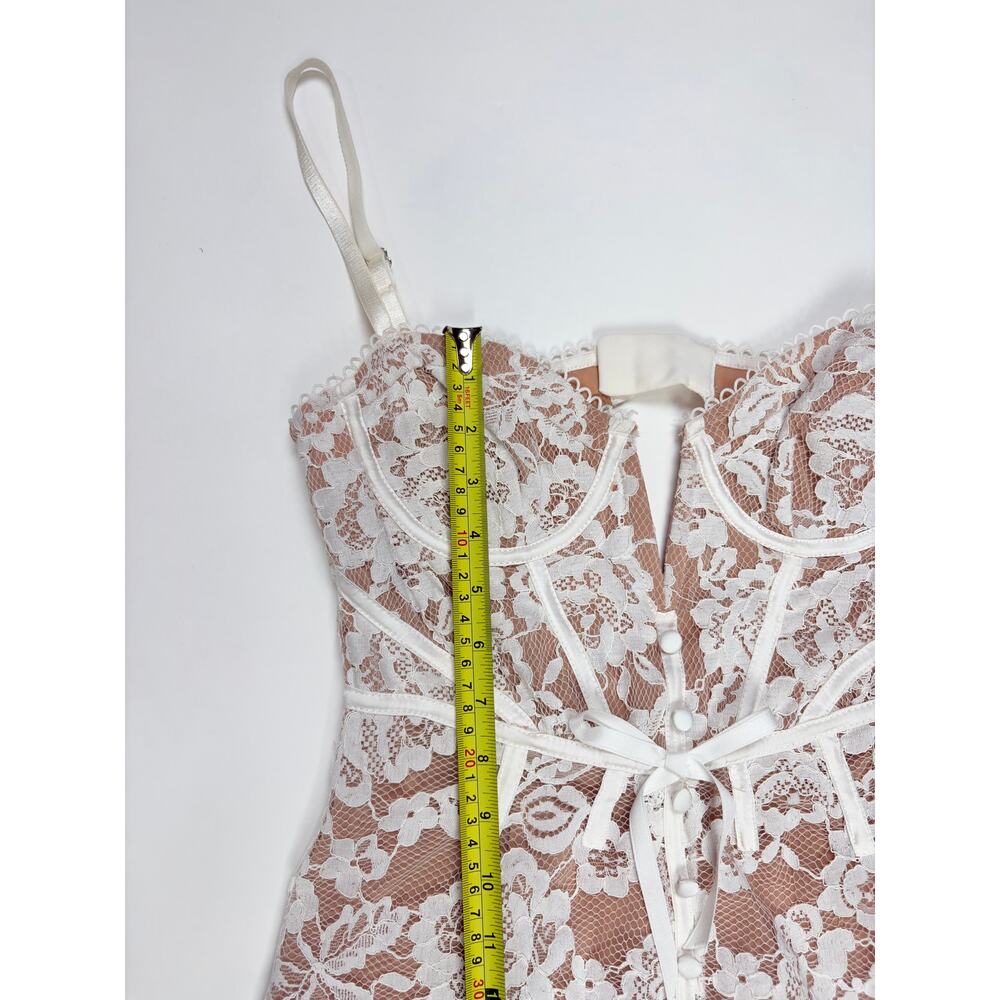 For Love & Lemons Ivory Lace Corset Mini Dress Nude Lining Romantic Bridal New - Picture 12 of 16